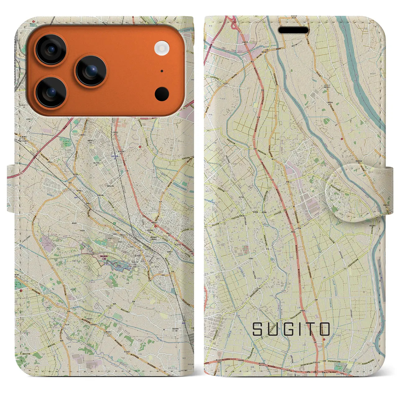 【杉戸(埼玉県)】地図柄iPhoneケース(手帳タイプ)