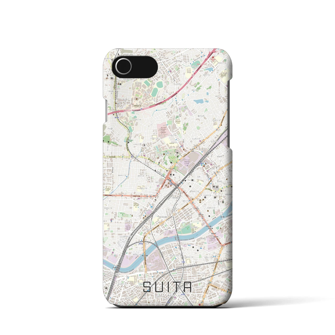 【吹田(大阪府)】地図柄iPhoneケース(バックカバータイプ)