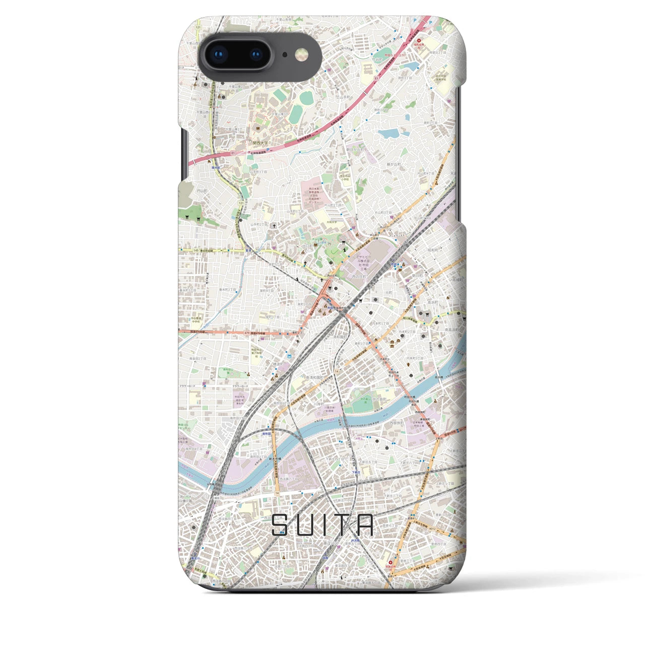【吹田(大阪府)】地図柄iPhoneケース(バックカバータイプ)
