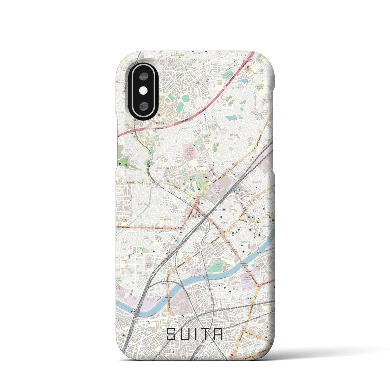 【吹田(大阪府)】地図柄iPhoneケース(バックカバータイプ)