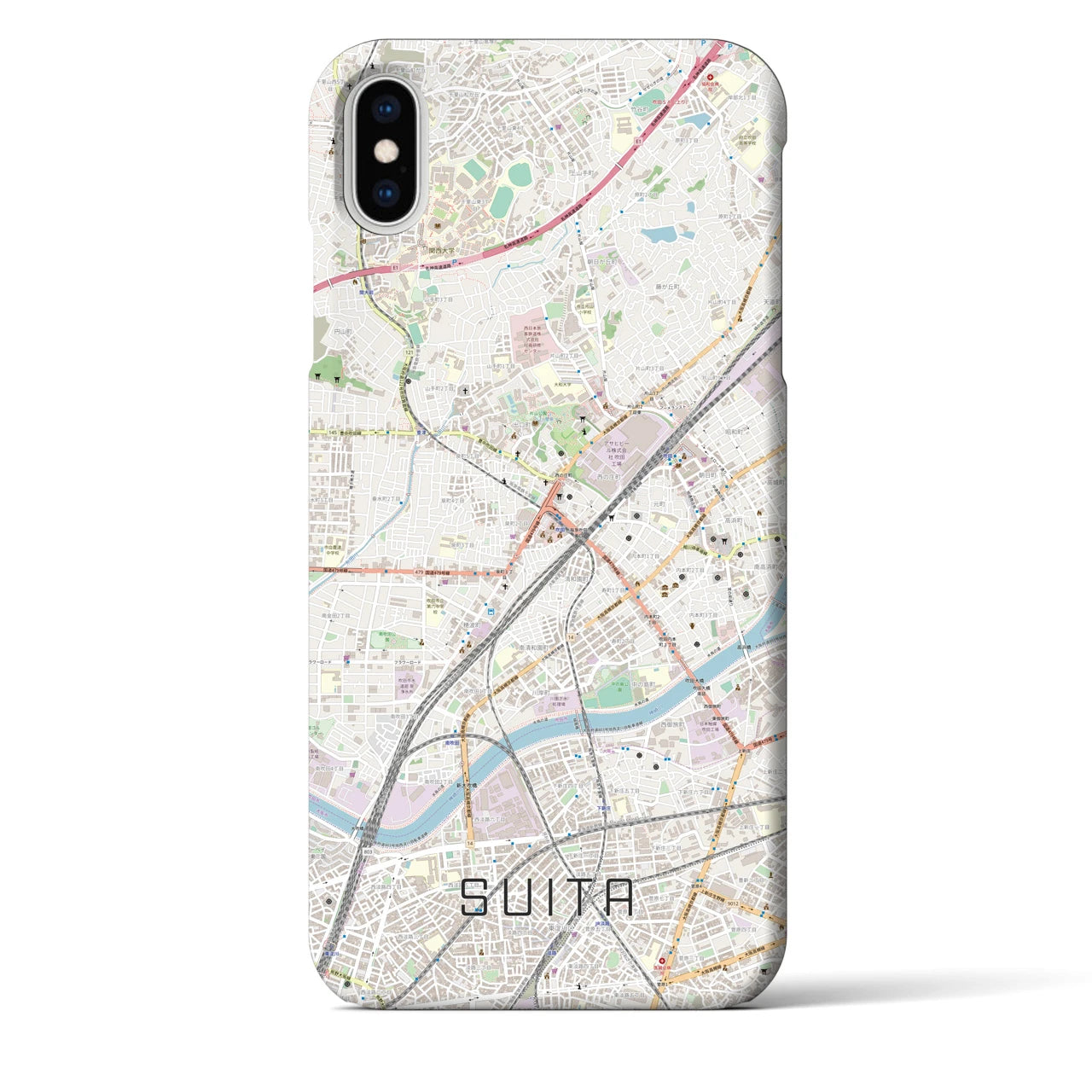【吹田(大阪府)】地図柄iPhoneケース(バックカバータイプ)