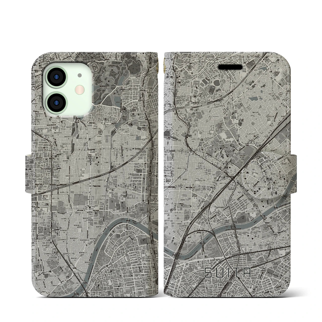 【吹田(大阪府)】地図柄iPhoneケース(手帳タイプ)