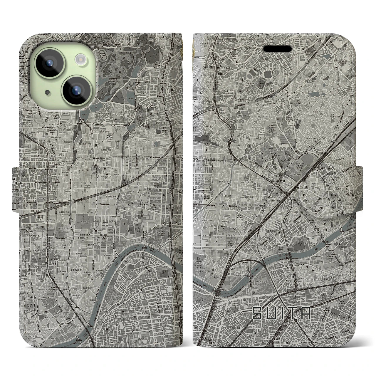 【吹田(大阪府)】地図柄iPhoneケース(手帳タイプ)