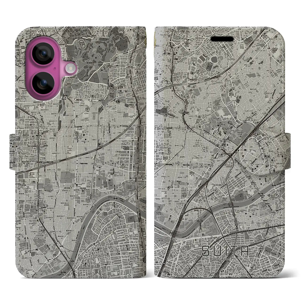 【吹田(大阪府)】地図柄iPhoneケース(手帳タイプ)