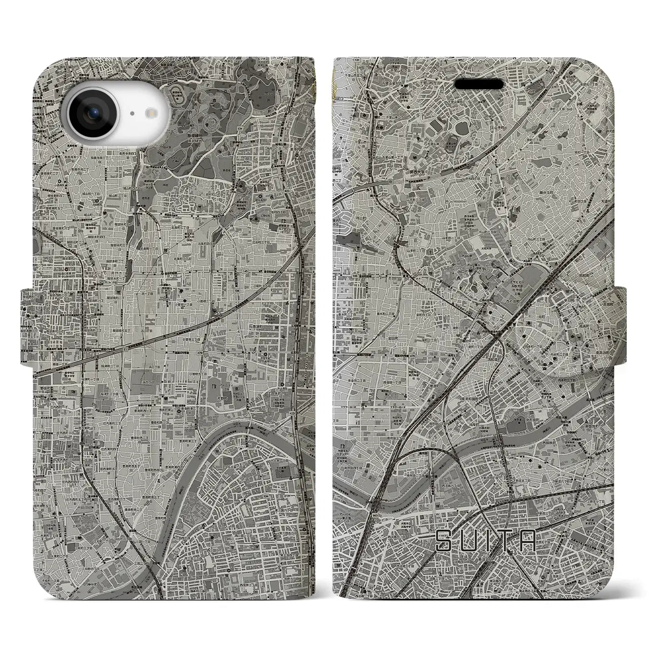 【吹田(大阪府)】地図柄iPhoneケース(手帳タイプ)