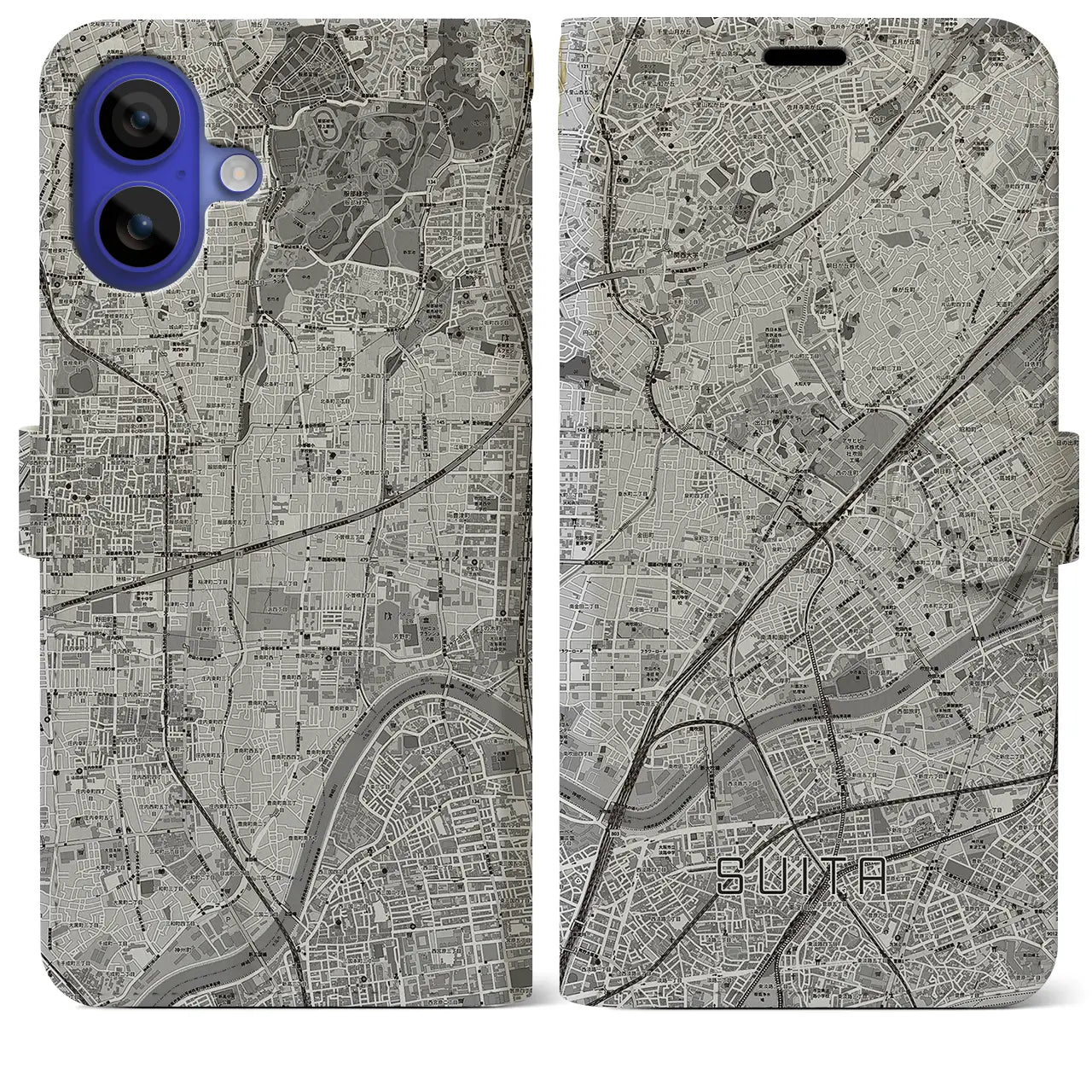 【吹田(大阪府)】地図柄iPhoneケース(手帳タイプ)