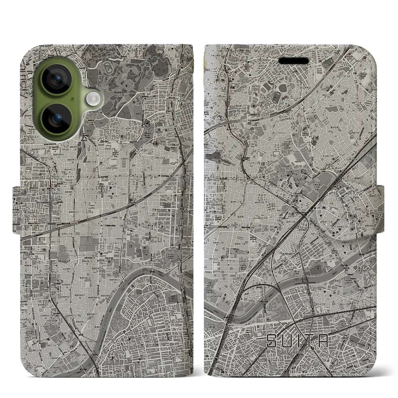 【吹田(大阪府)】地図柄iPhoneケース(手帳タイプ)