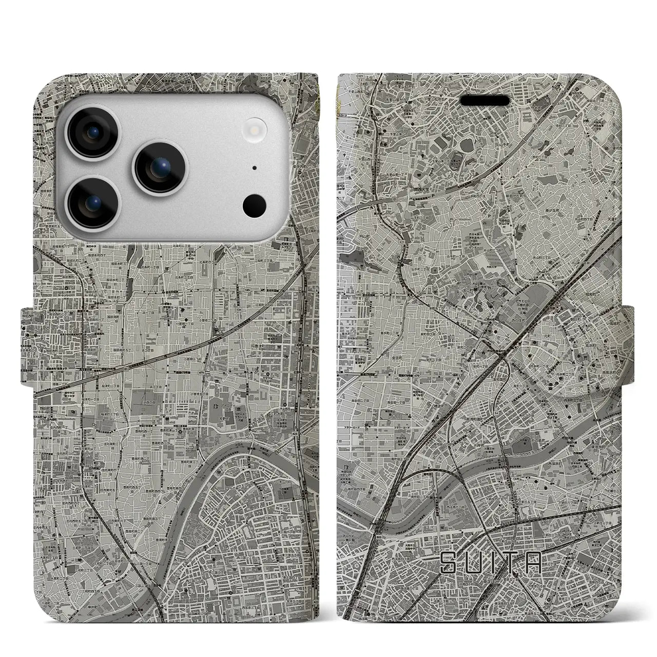 【吹田(大阪府)】地図柄iPhoneケース(手帳タイプ)