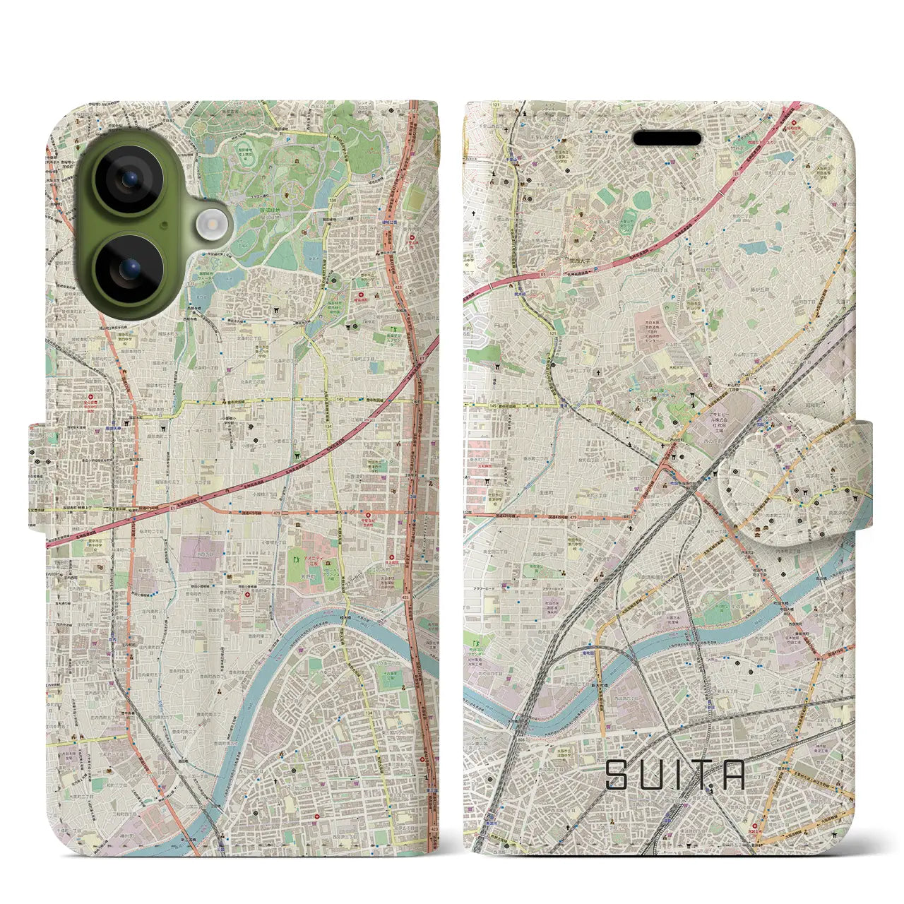 【吹田(大阪府)】地図柄iPhoneケース(手帳タイプ)