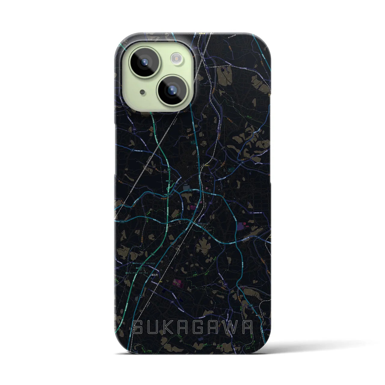 【須賀川(福島県)】地図柄iPhoneケース(バックカバータイプ)