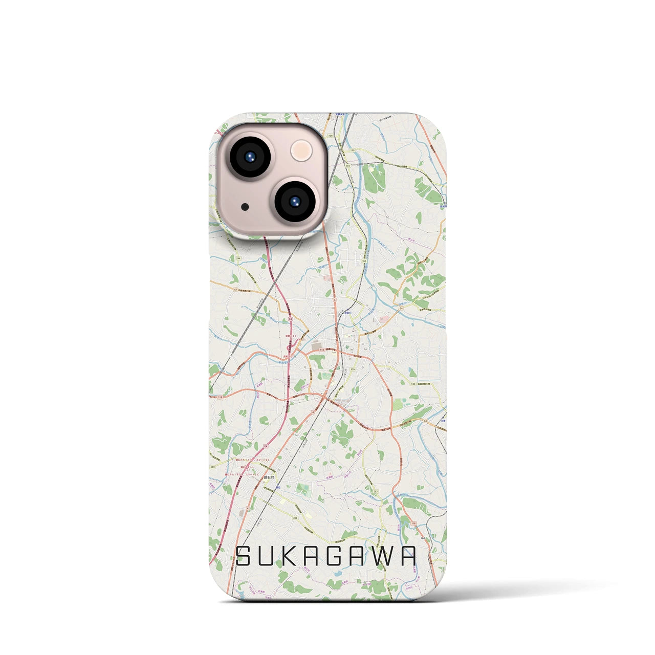 【須賀川(福島県)】地図柄iPhoneケース(バックカバータイプ)