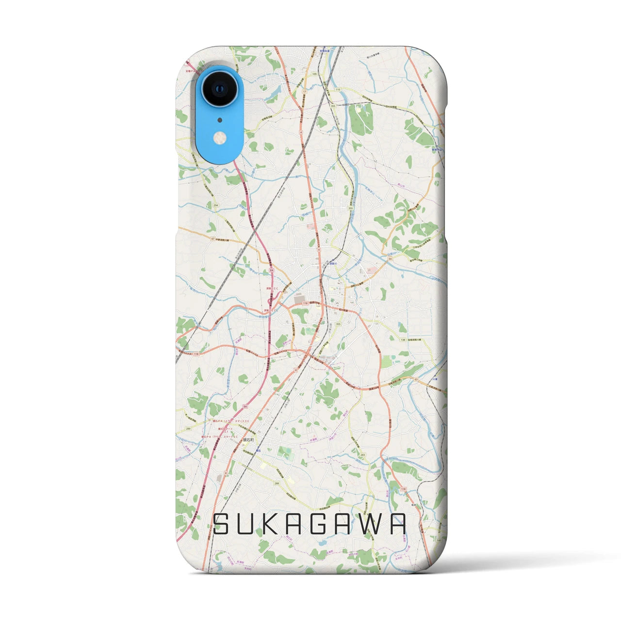 【須賀川(福島県)】地図柄iPhoneケース(バックカバータイプ)