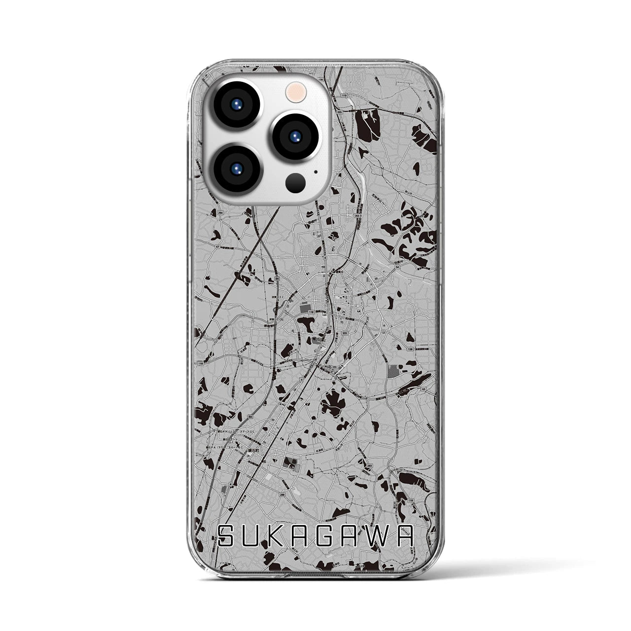 【須賀川(福島県)】地図柄iPhoneケース(クリアタイプ)