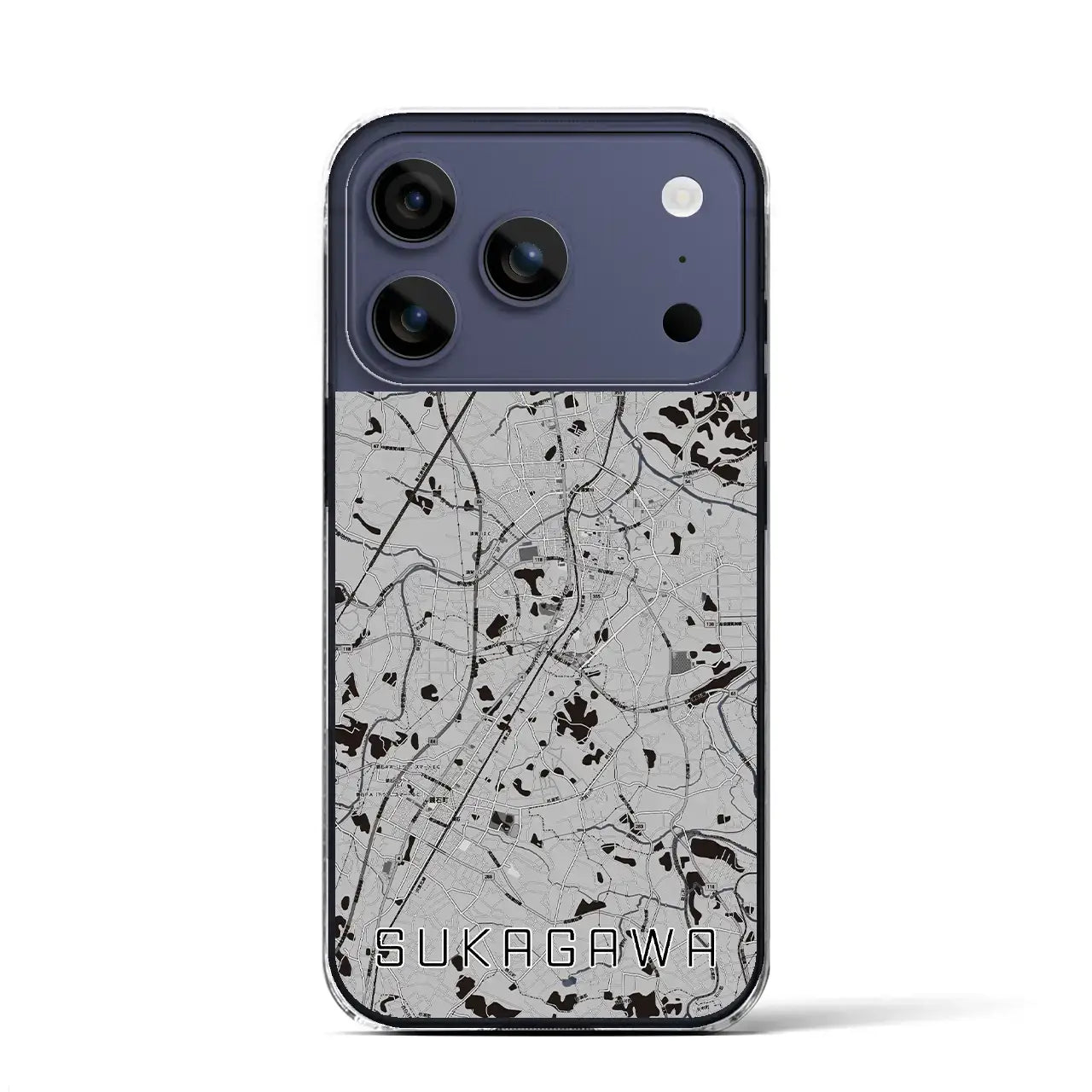 【須賀川(福島県)】地図柄iPhoneケース(クリアタイプ)モノトーン・iPhone 17 Pro Max 用