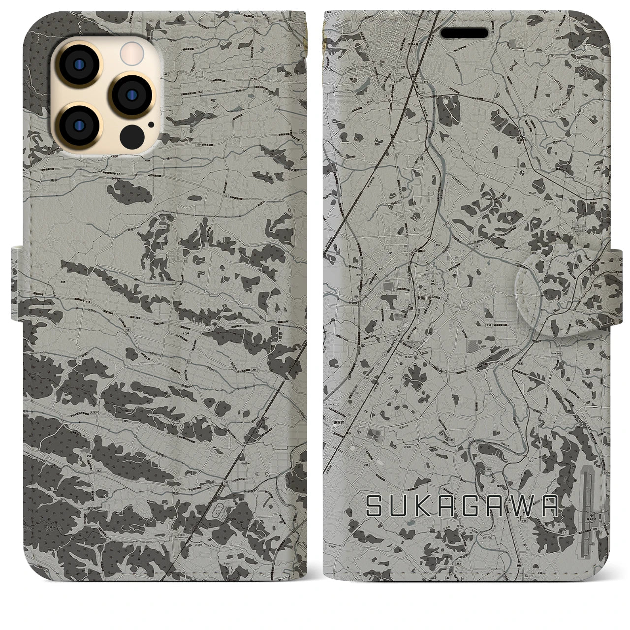 【須賀川(福島県)】地図柄iPhoneケース(手帳タイプ)