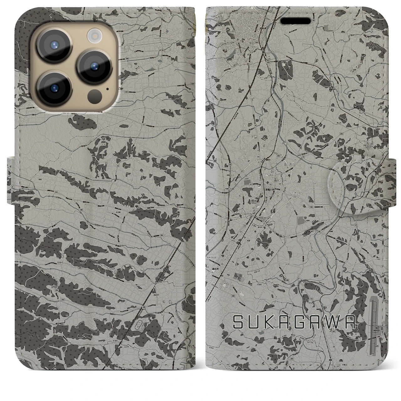 【須賀川(福島県)】地図柄iPhoneケース(手帳タイプ)