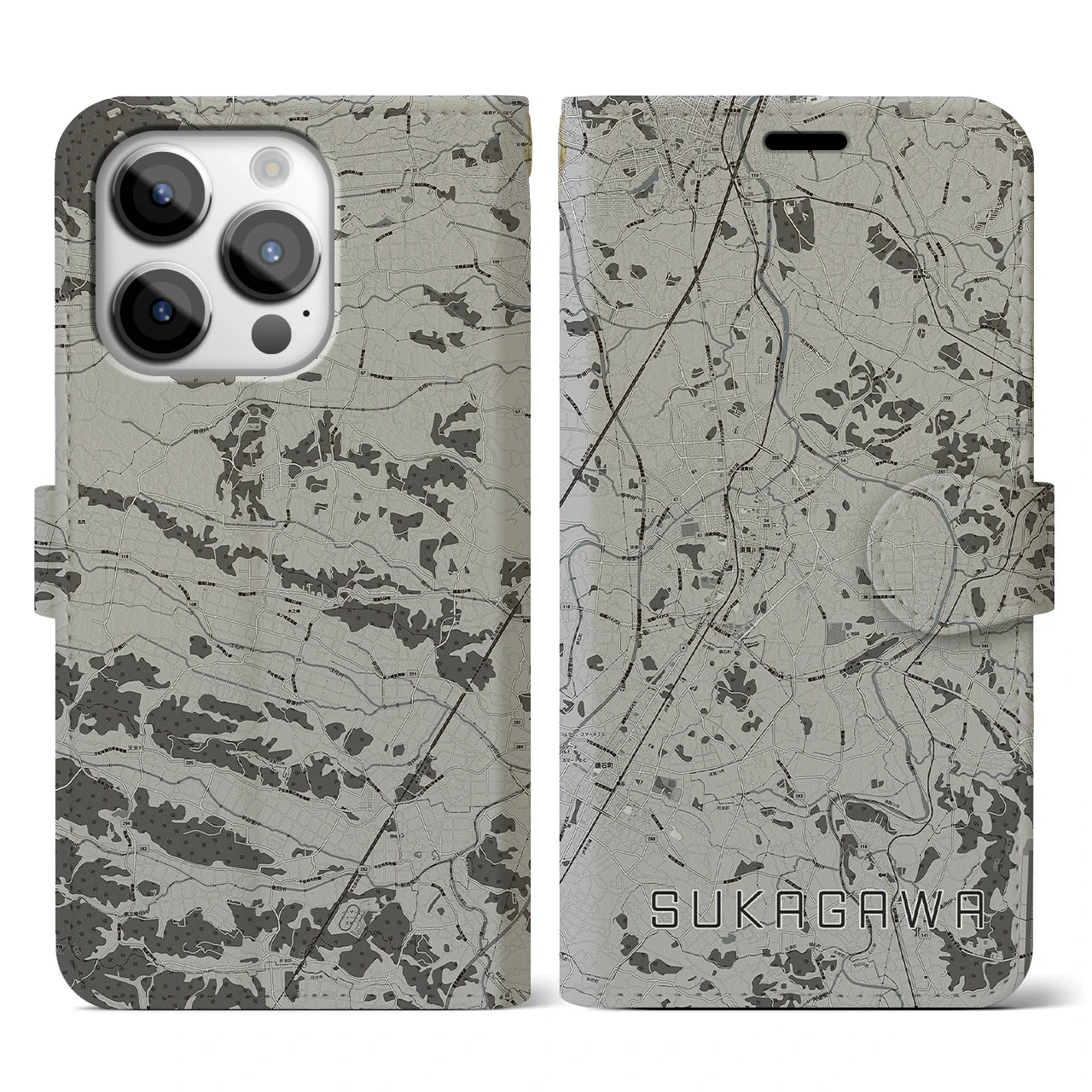 【須賀川(福島県)】地図柄iPhoneケース(手帳タイプ)