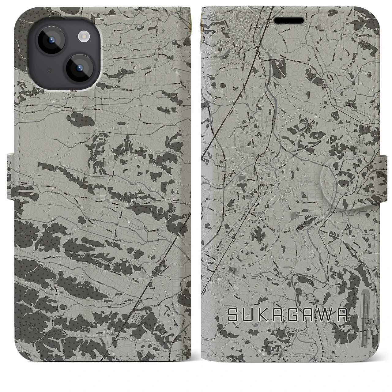 【須賀川(福島県)】地図柄iPhoneケース(手帳タイプ)