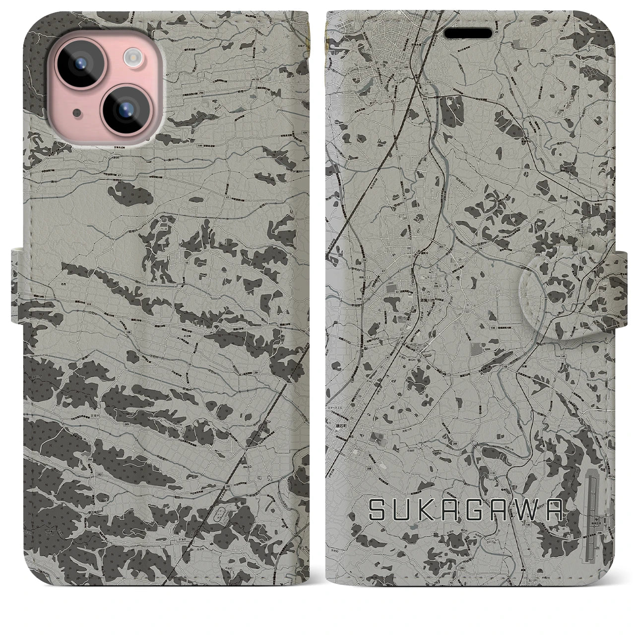 【須賀川(福島県)】地図柄iPhoneケース(手帳タイプ)