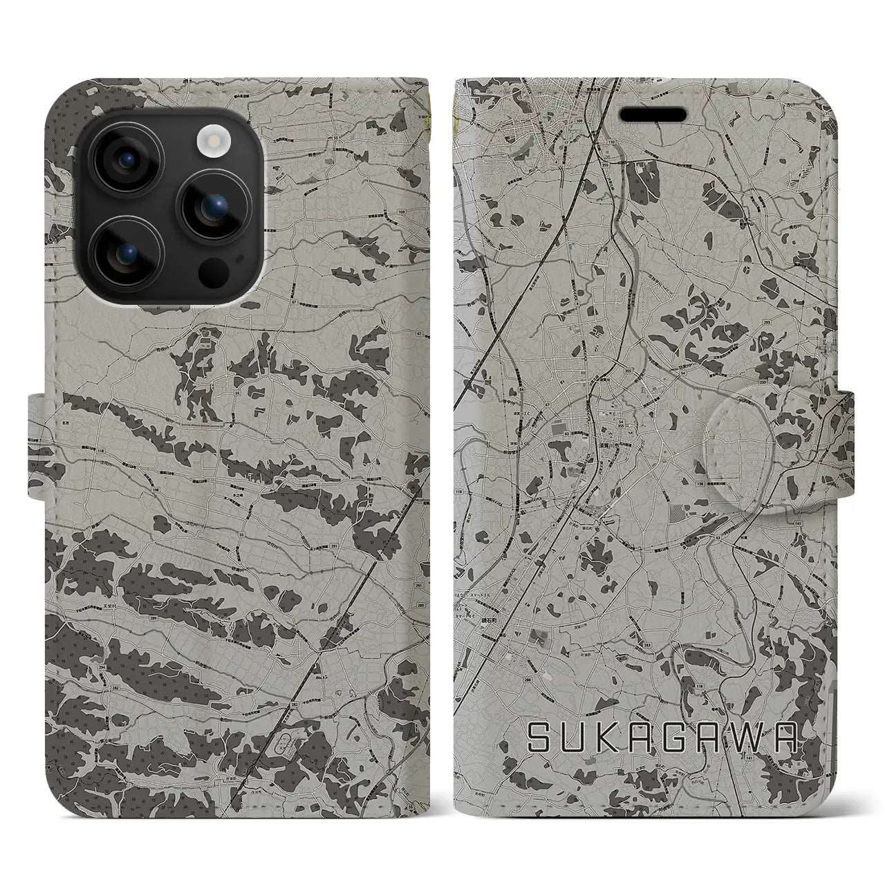 【須賀川(福島県)】地図柄iPhoneケース(手帳タイプ)