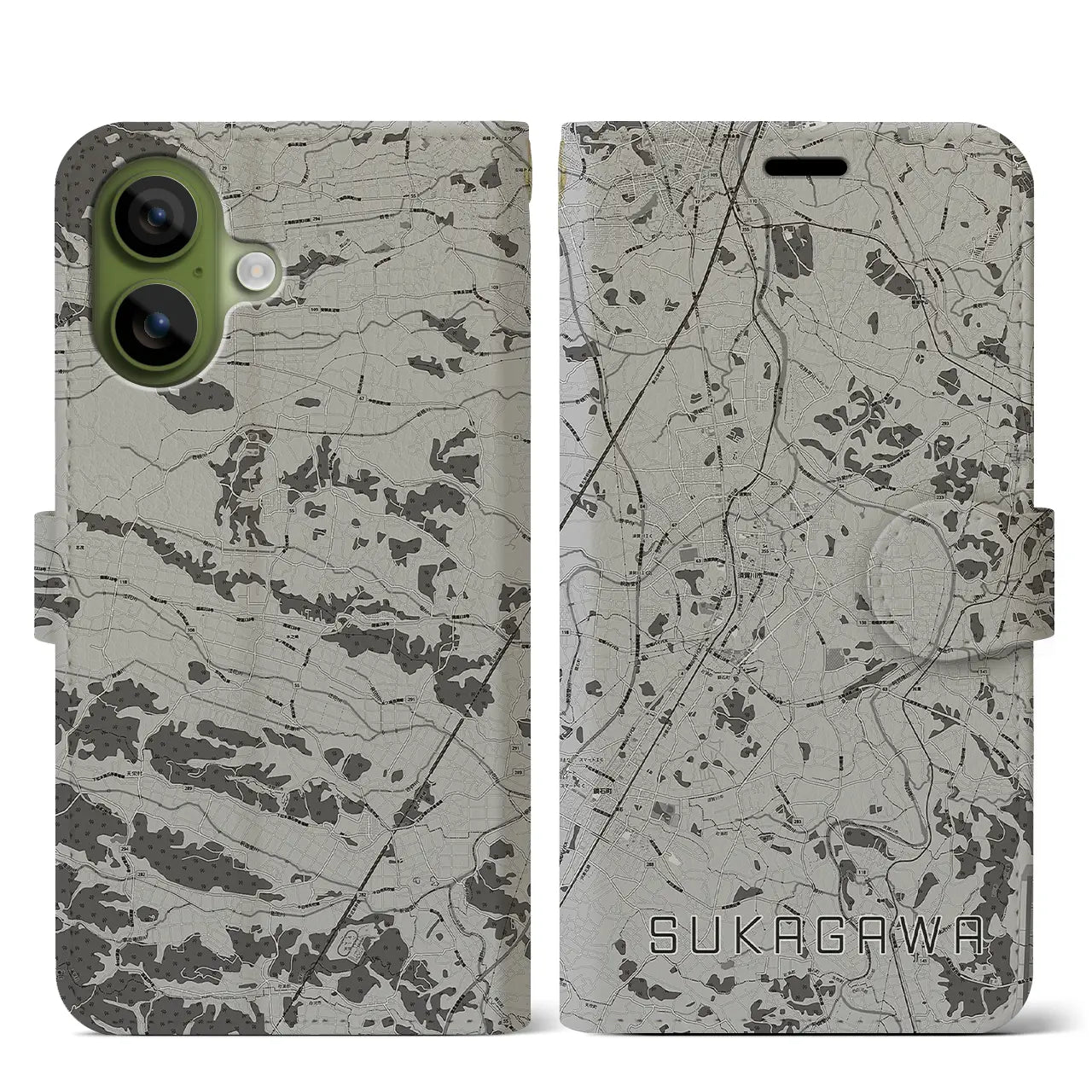 【須賀川(福島県)】地図柄iPhoneケース(手帳タイプ)