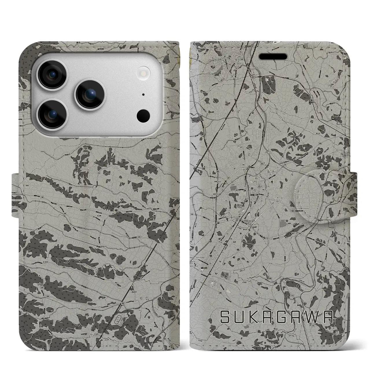 【須賀川(福島県)】地図柄iPhoneケース(手帳タイプ)