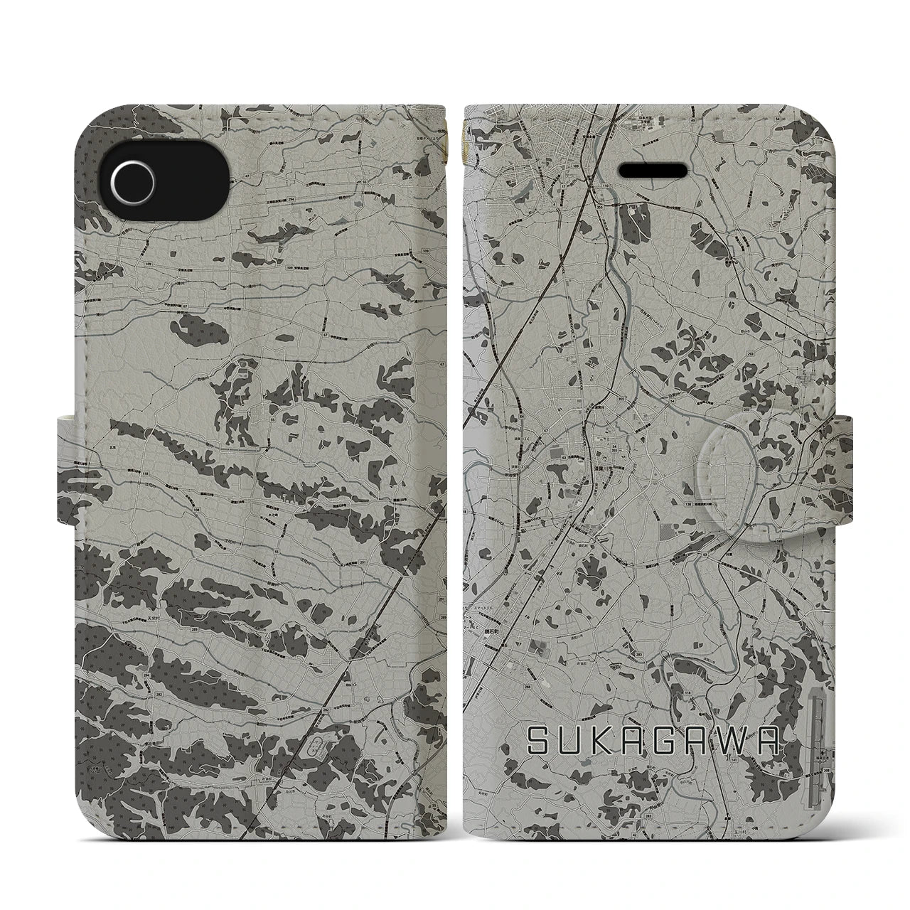 【須賀川(福島県)】地図柄iPhoneケース(手帳タイプ)