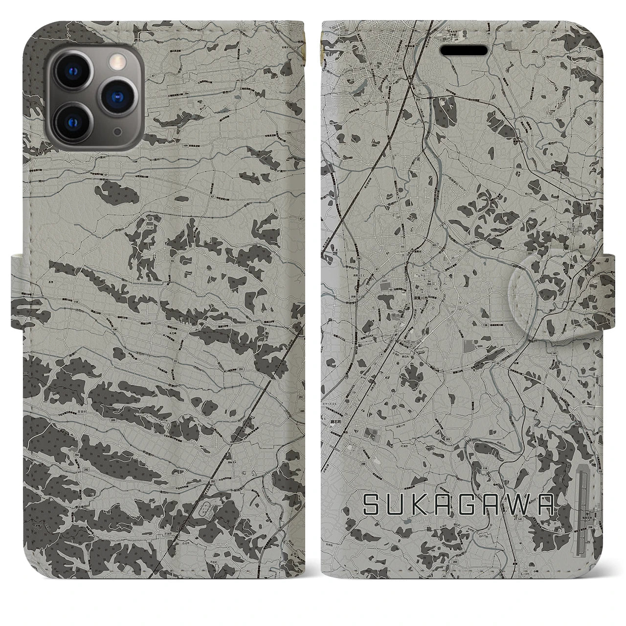 【須賀川(福島県)】地図柄iPhoneケース(手帳タイプ)