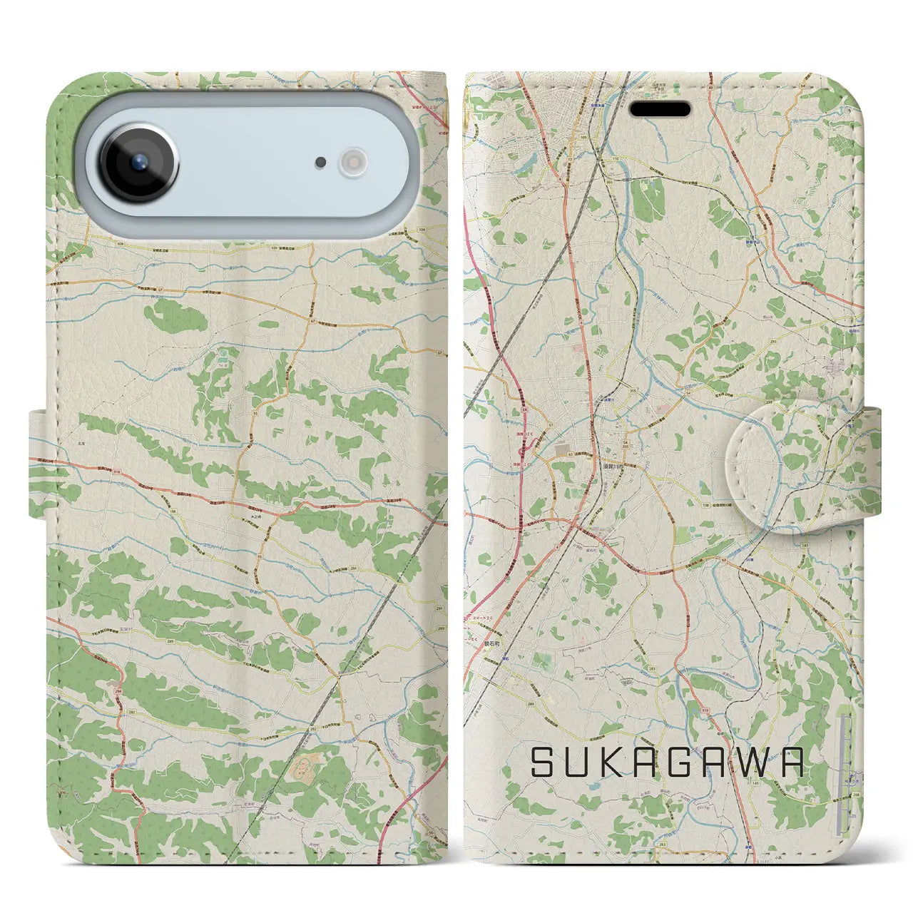 【須賀川(福島県)】地図柄iPhoneケース(手帳タイプ)