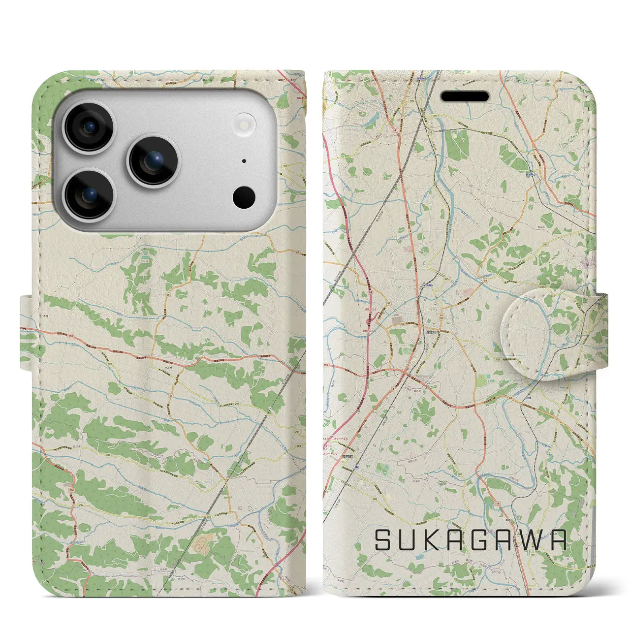 【須賀川(福島県)】地図柄iPhoneケース(手帳タイプ)