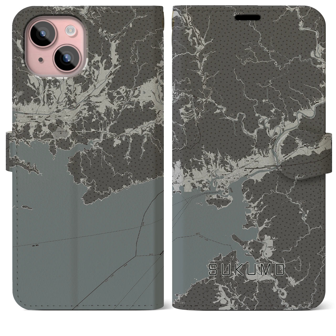 【宿毛(高知県)】地図柄iPhoneケース(手帳タイプ)