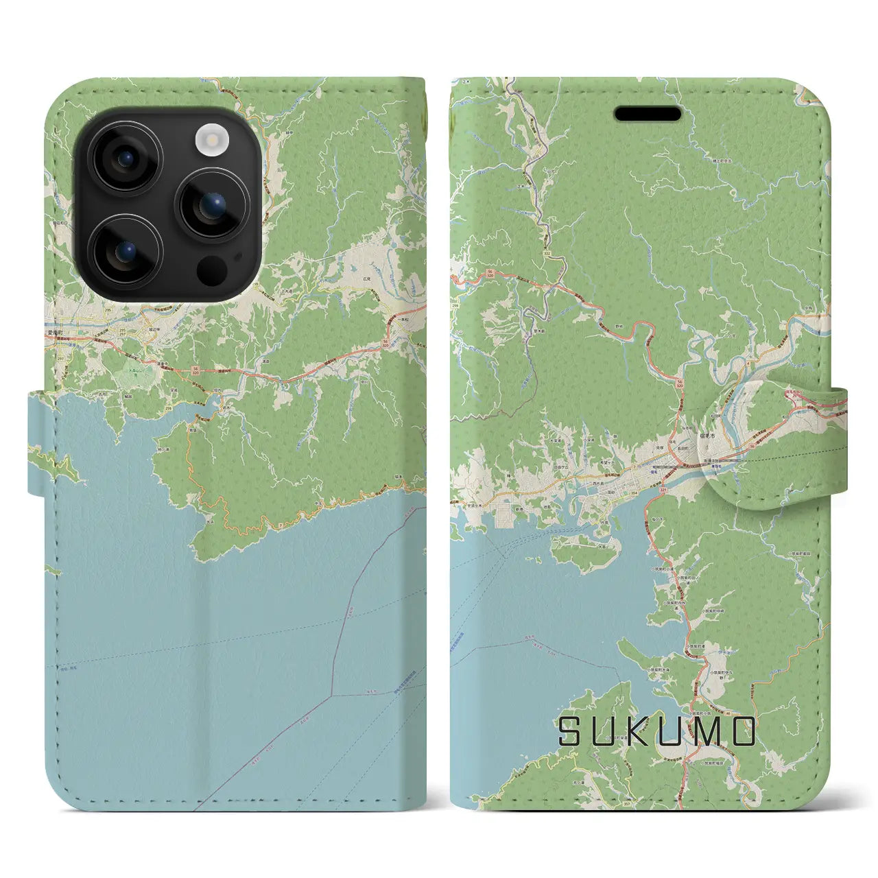 【宿毛(高知県)】地図柄iPhoneケース(手帳タイプ)ナチュラル・iPhone 16 用