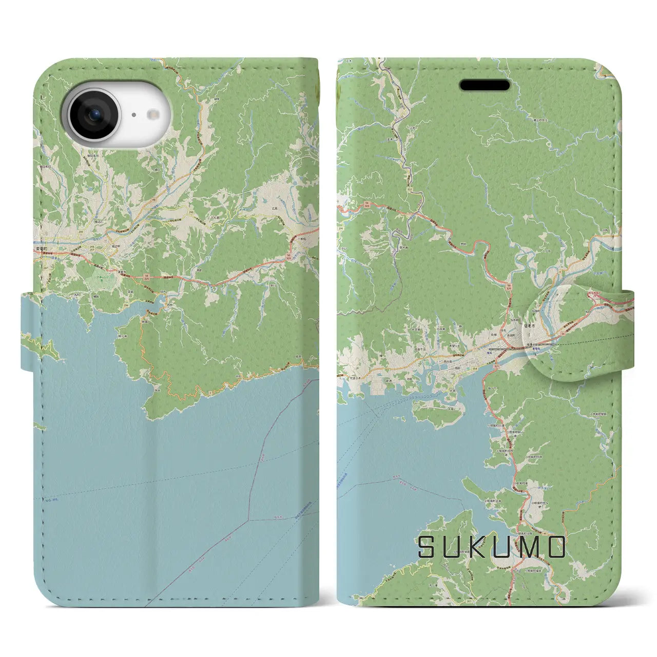 【宿毛(高知県)】地図柄iPhoneケース(手帳タイプ)