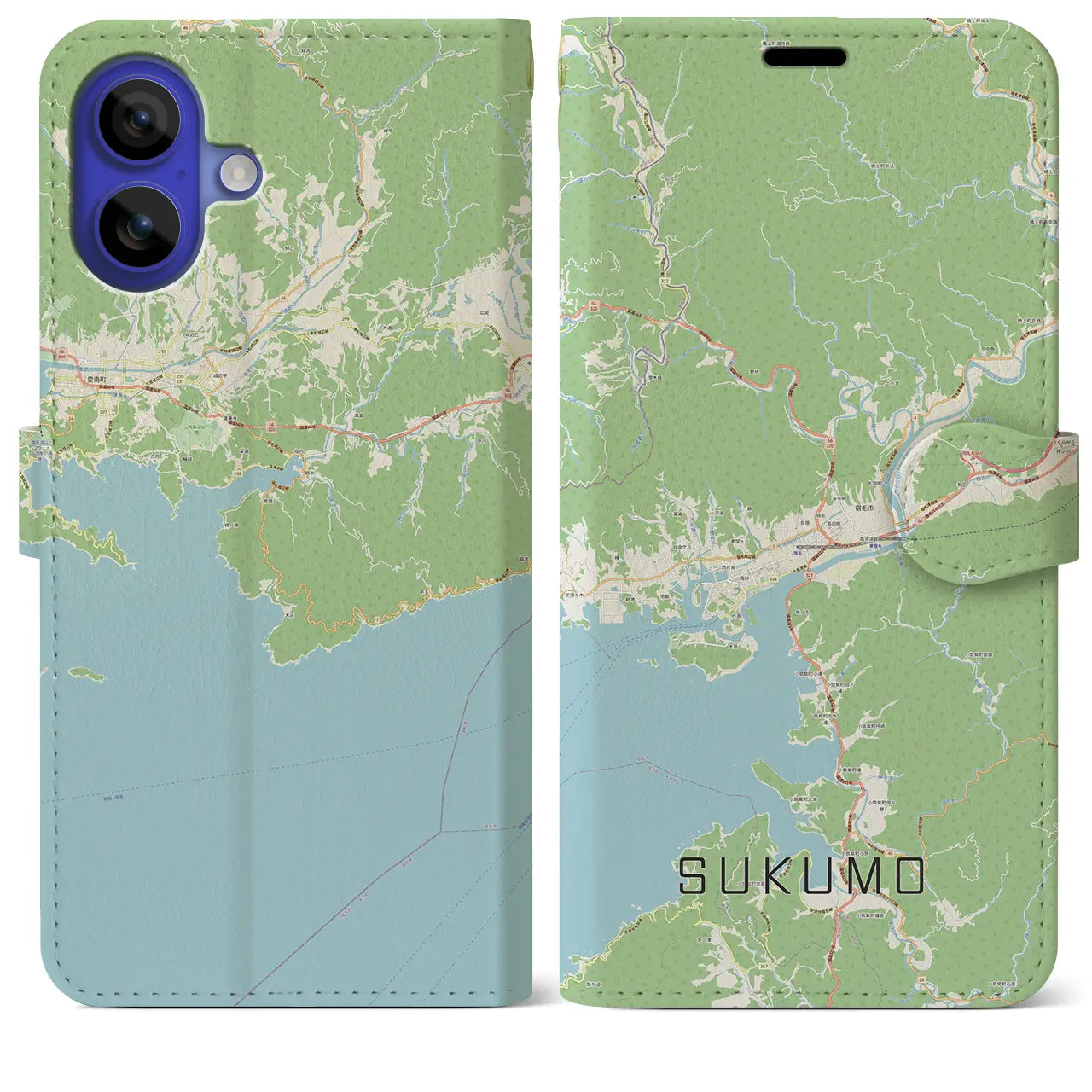 【宿毛(高知県)】地図柄iPhoneケース(手帳タイプ)ナチュラル・iPhone 16 Pro Max 用