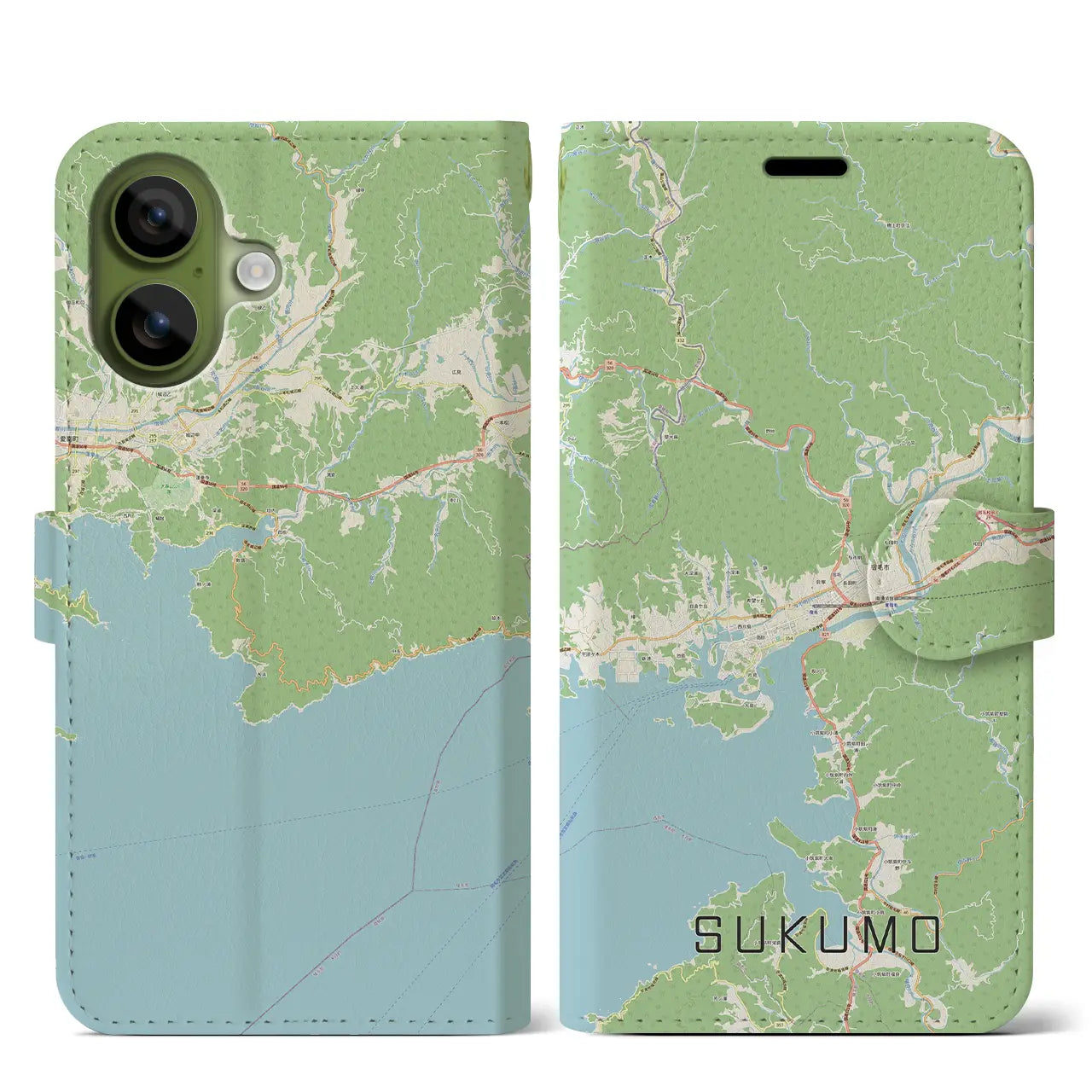 【宿毛(高知県)】地図柄iPhoneケース(手帳タイプ)