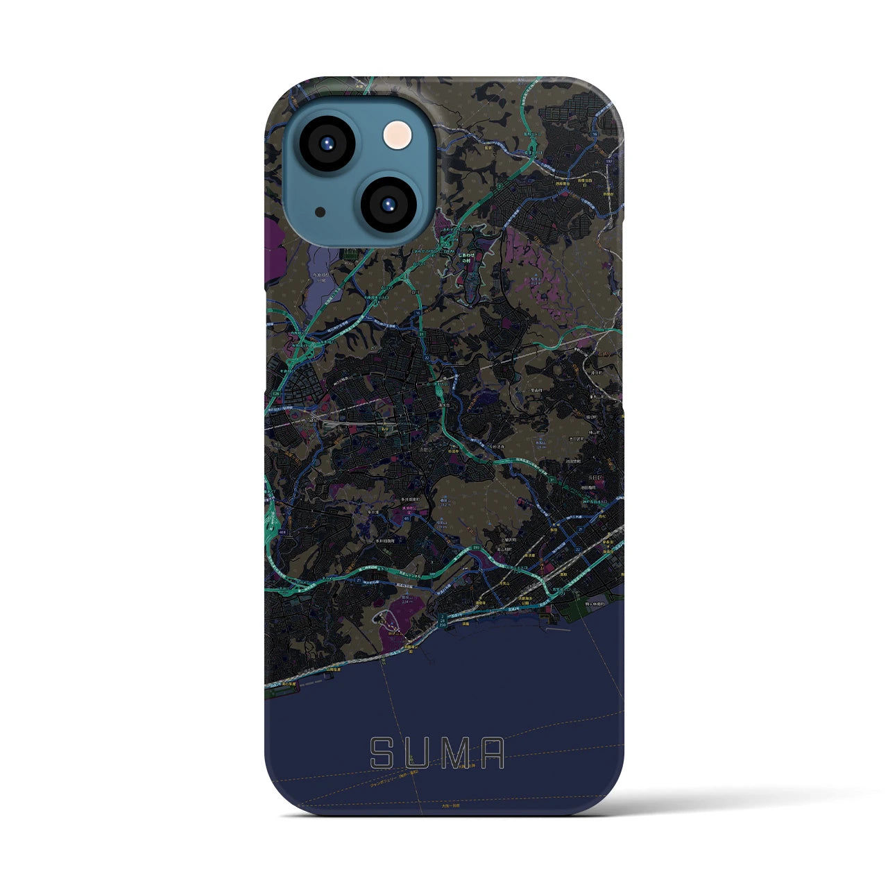 【須磨(兵庫県)】地図柄iPhoneケース(バックカバータイプ)