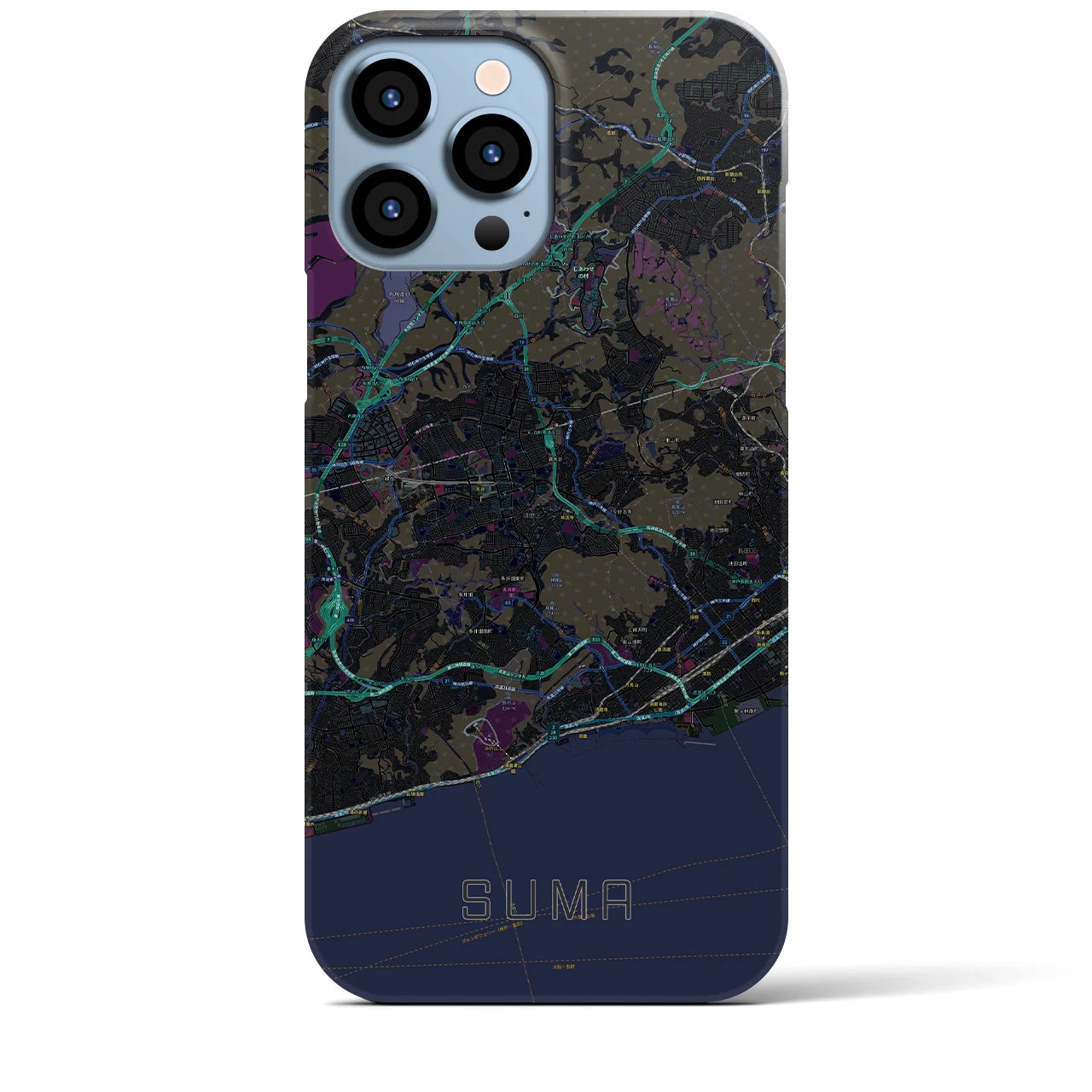 【須磨(兵庫県)】地図柄iPhoneケース(バックカバータイプ)