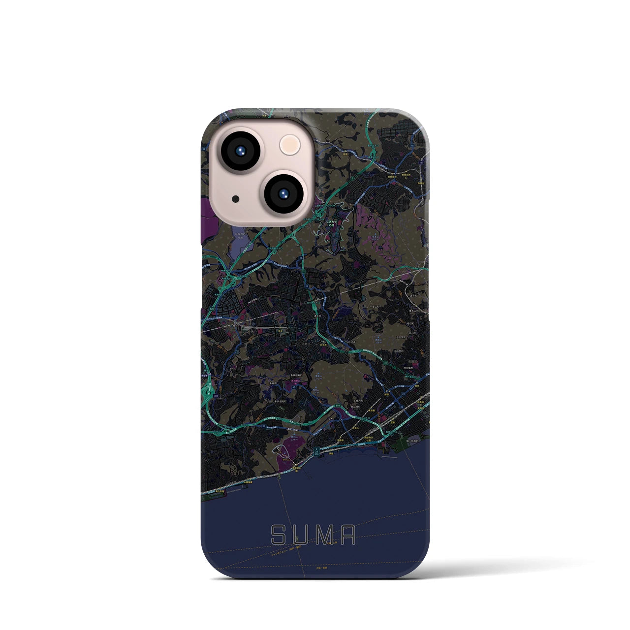 【須磨(兵庫県)】地図柄iPhoneケース(バックカバータイプ)