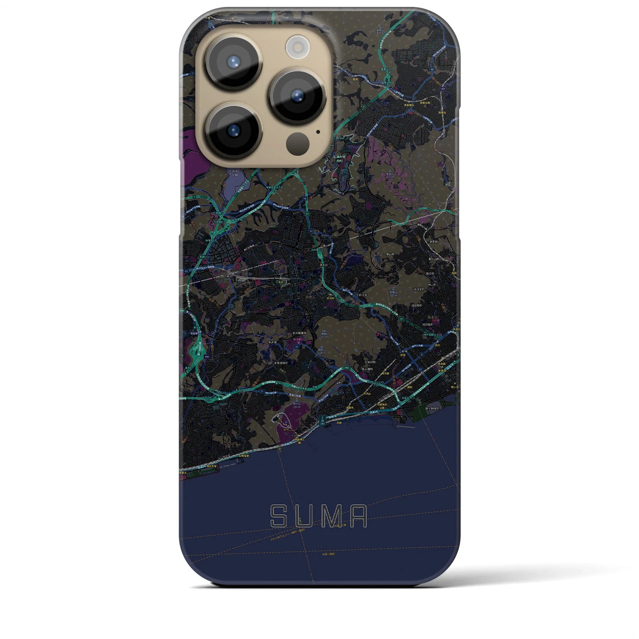 【須磨(兵庫県)】地図柄iPhoneケース(バックカバータイプ)