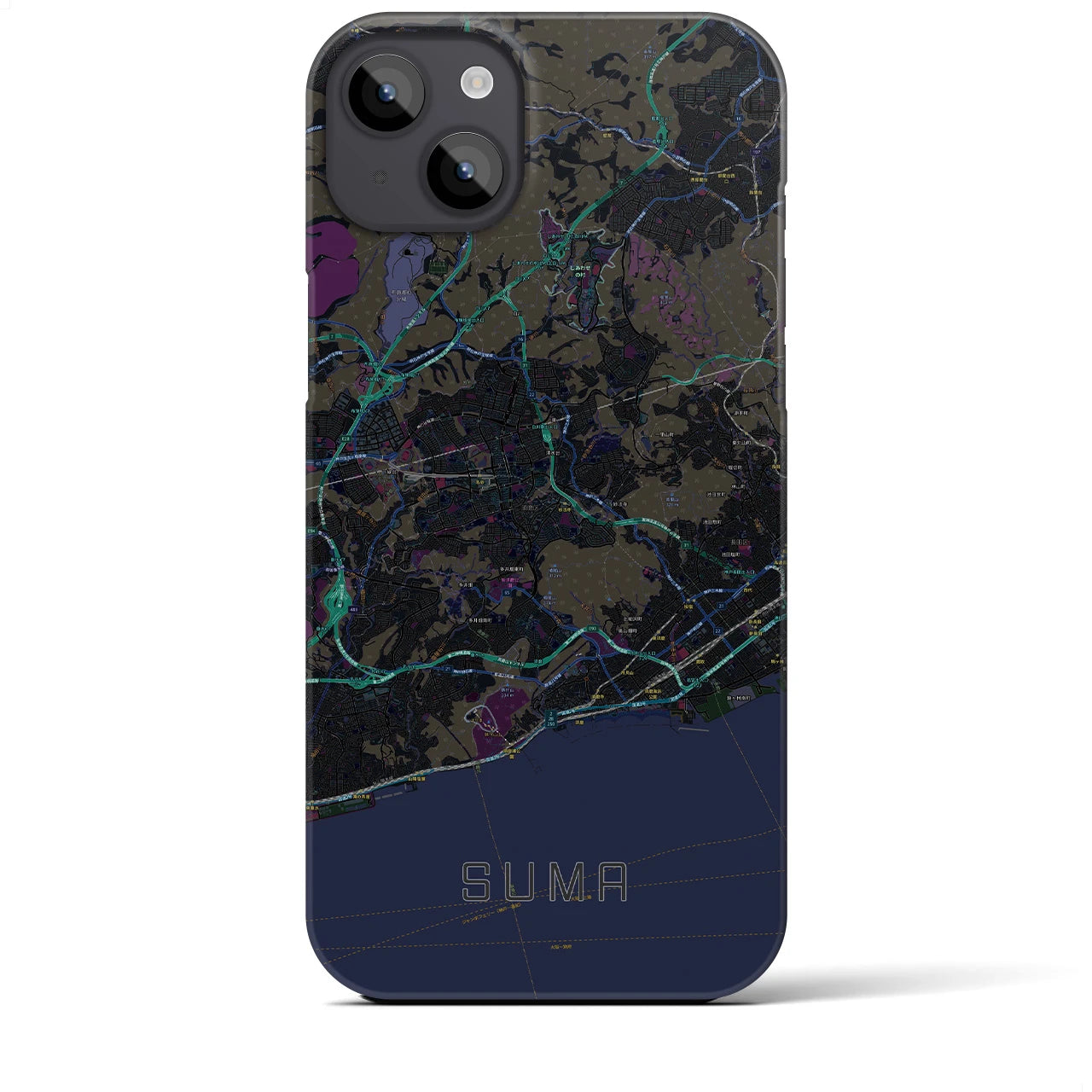 【須磨(兵庫県)】地図柄iPhoneケース(バックカバータイプ)