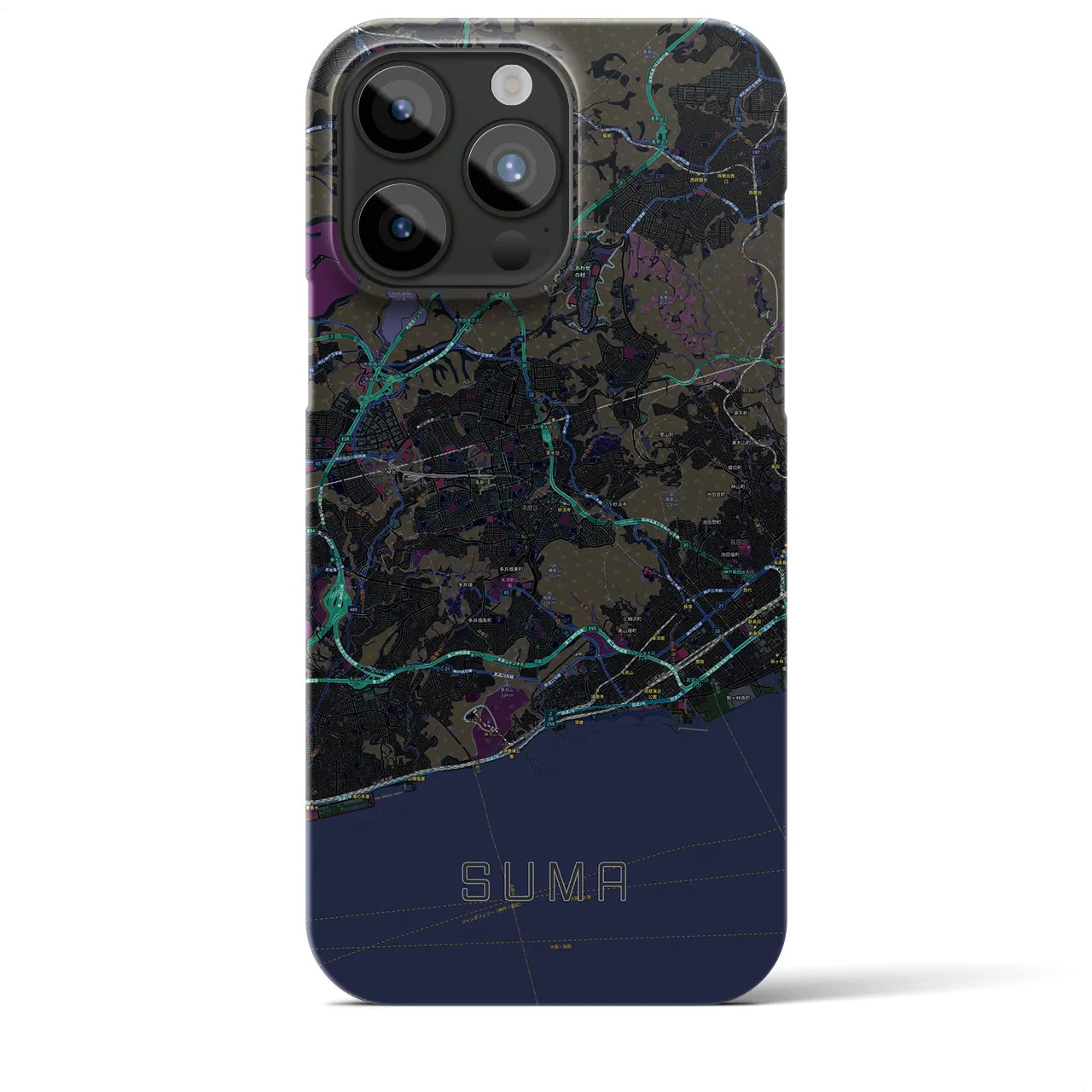 【須磨(兵庫県)】地図柄iPhoneケース(バックカバータイプ)