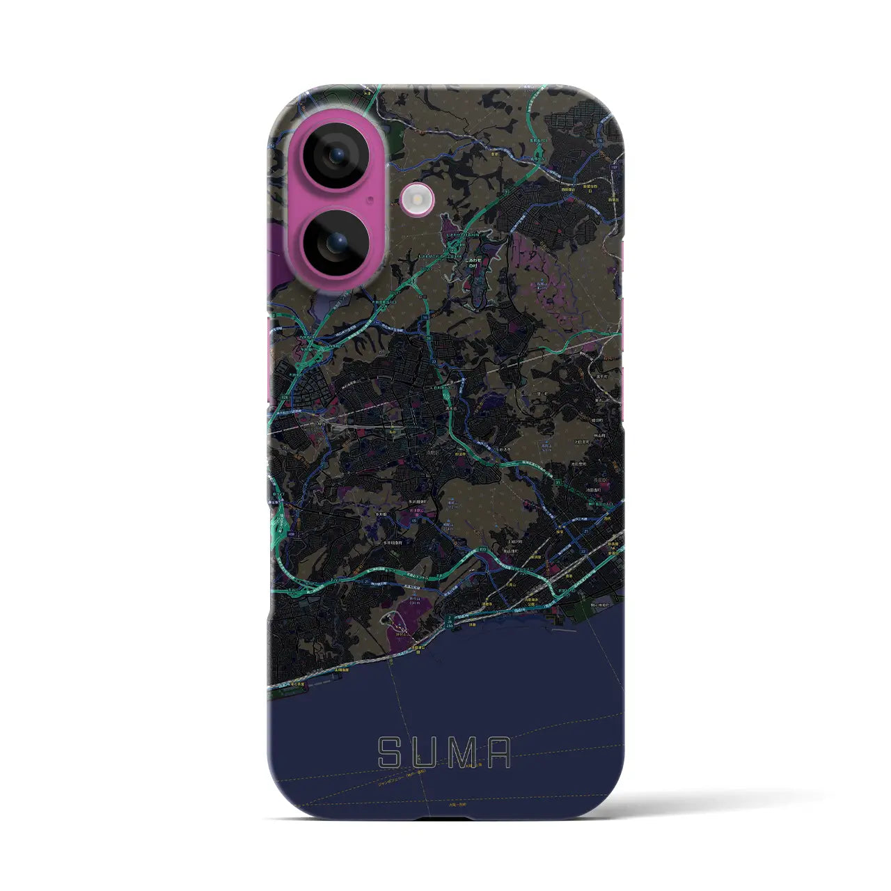 【須磨(兵庫県)】地図柄iPhoneケース(バックカバータイプ)