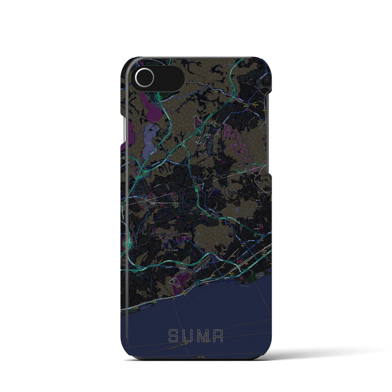 【須磨(兵庫県)】地図柄iPhoneケース(バックカバータイプ)