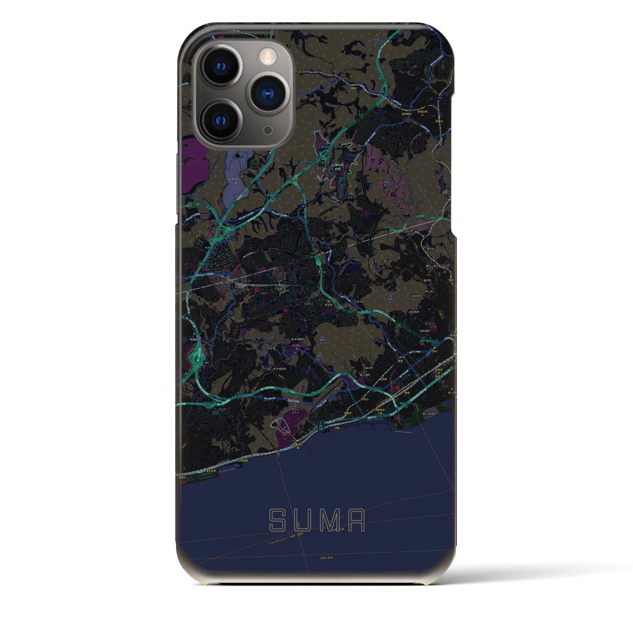 【須磨(兵庫県)】地図柄iPhoneケース(バックカバータイプ)