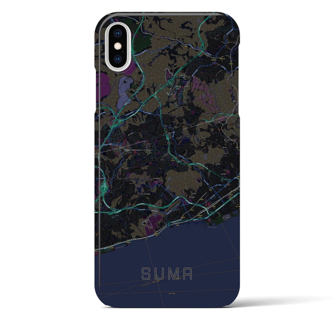 【須磨(兵庫県)】地図柄iPhoneケース(バックカバータイプ)