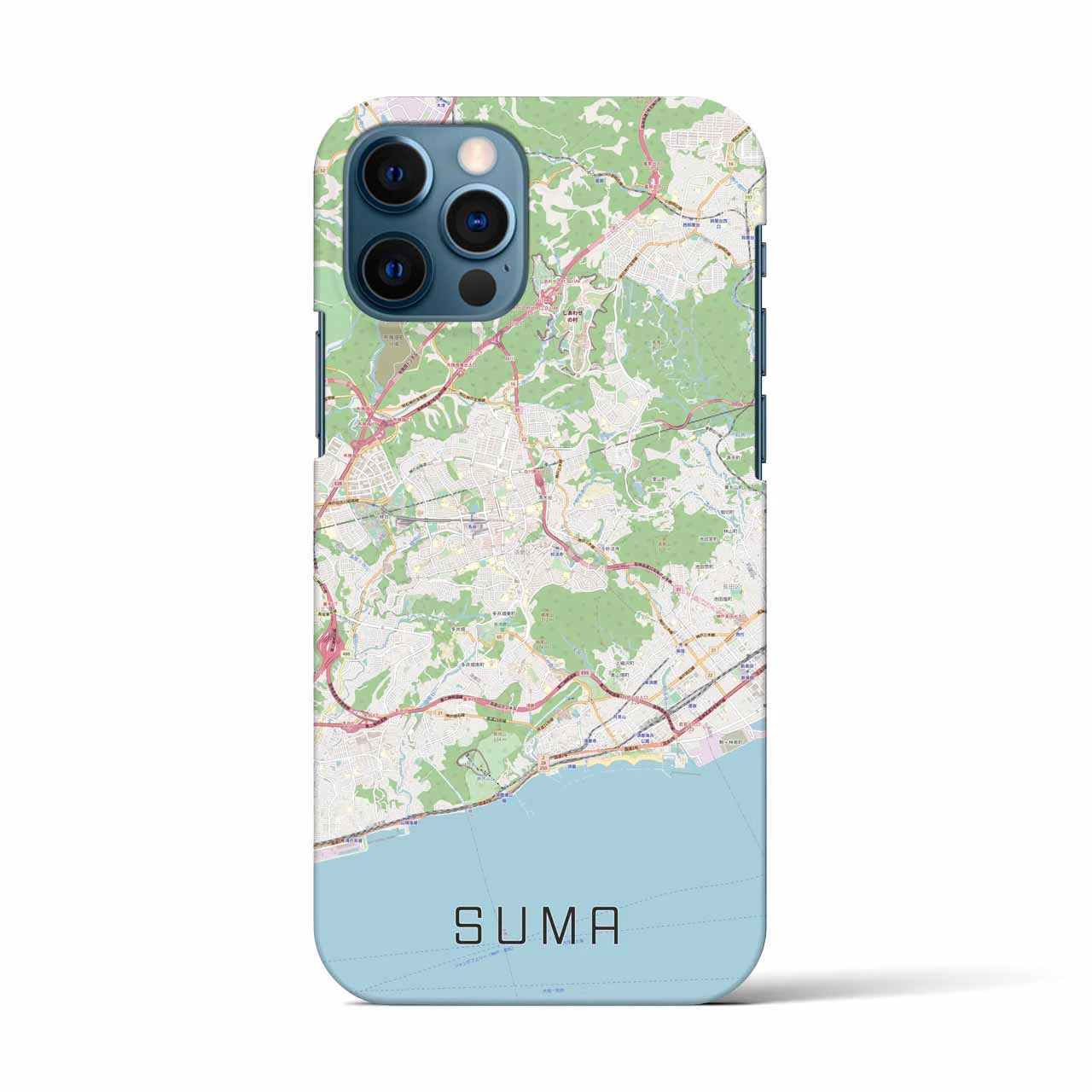 【須磨(兵庫県)】地図柄iPhoneケース(バックカバータイプ)