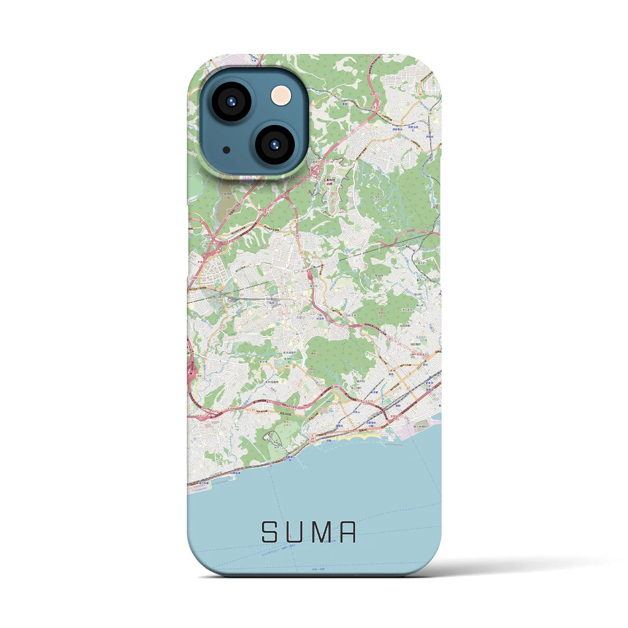【須磨(兵庫県)】地図柄iPhoneケース(バックカバータイプ)
