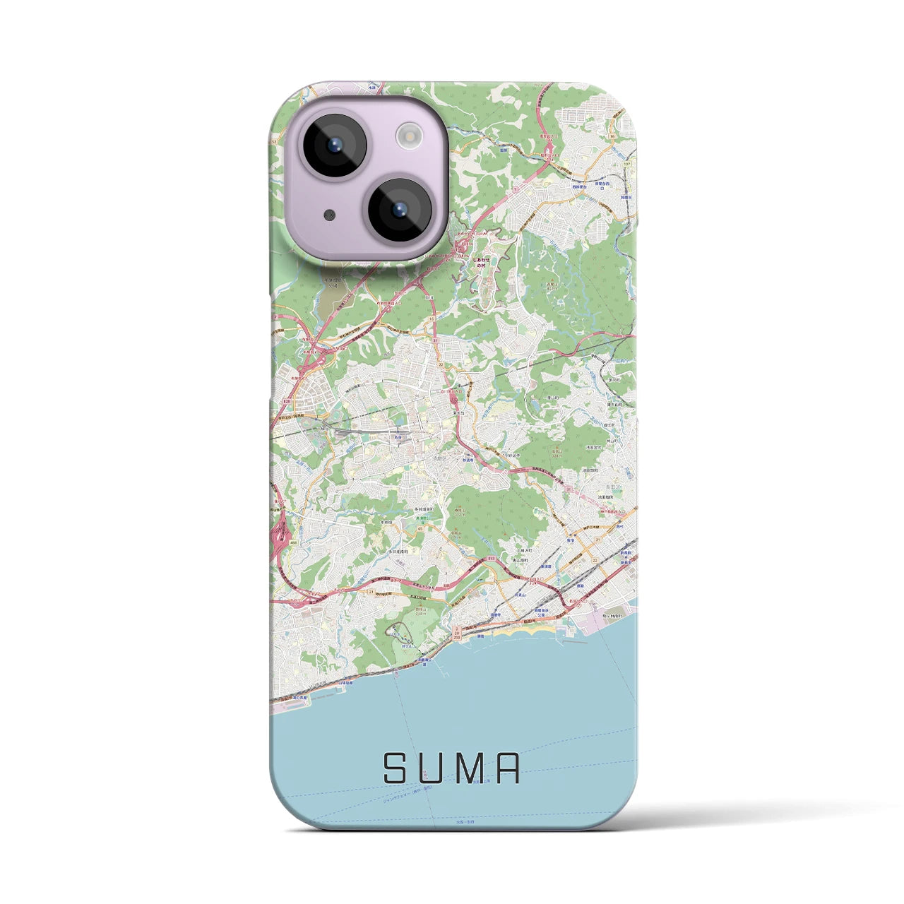 【須磨(兵庫県)】地図柄iPhoneケース(バックカバータイプ)