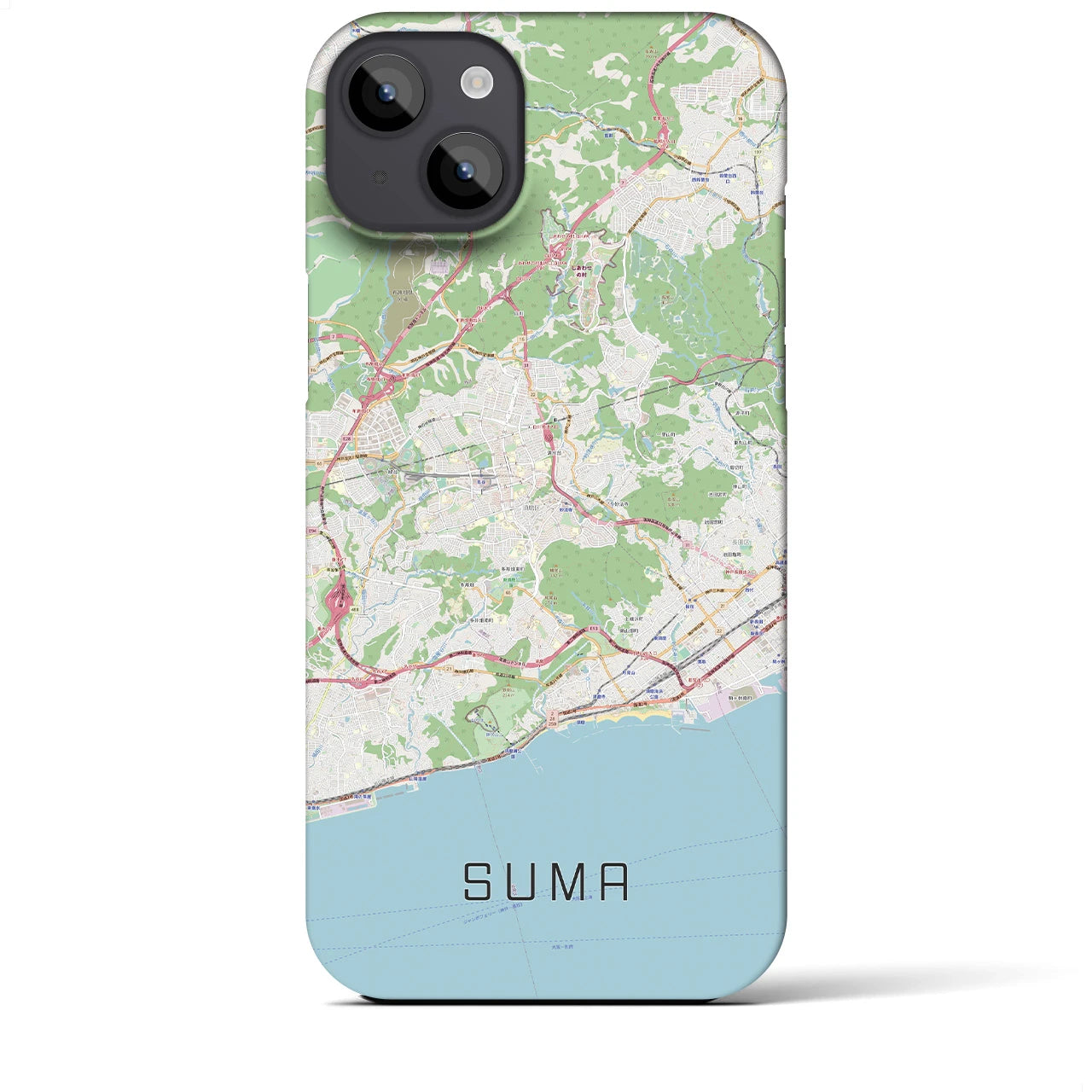 【須磨(兵庫県)】地図柄iPhoneケース(バックカバータイプ)