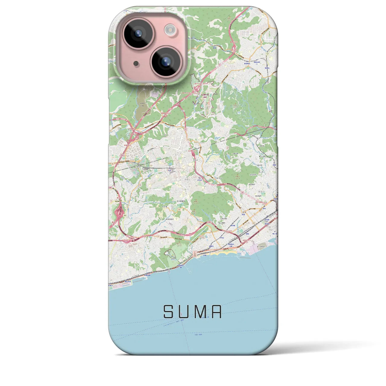 【須磨(兵庫県)】地図柄iPhoneケース(バックカバータイプ)